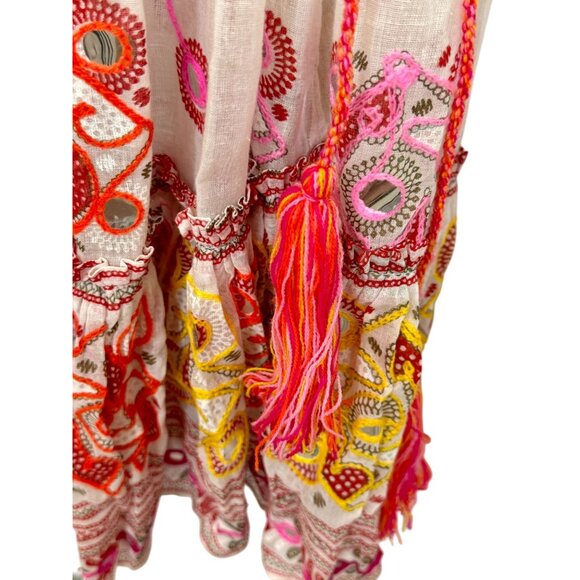 Juliet Dunn London White Multicolor Embellished Midi Dress - One Size - Picture 8 of 9